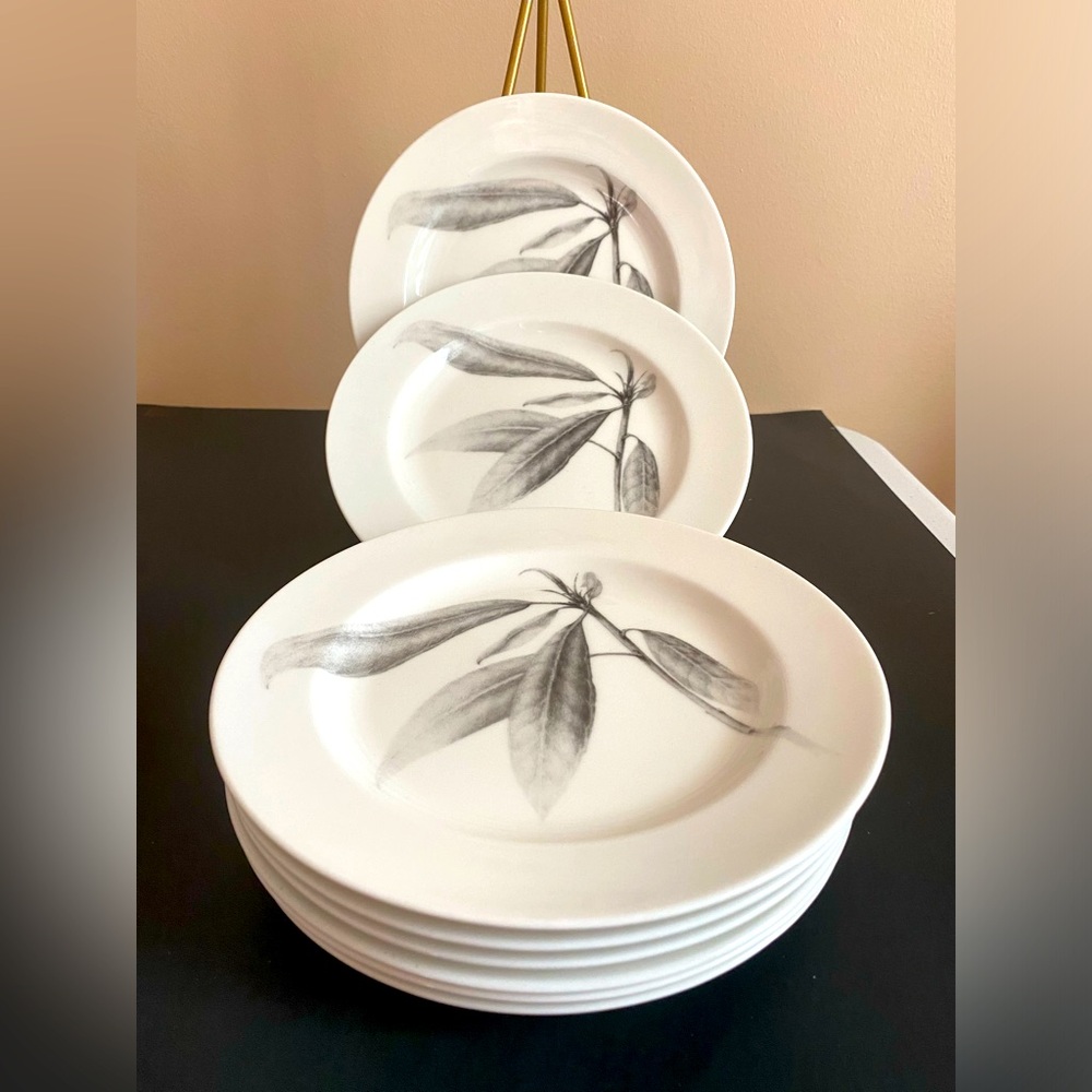 Set Of 7 222 Fifth Salad Dessert Plates Botanica Rhododendron Flower  8 1/4”